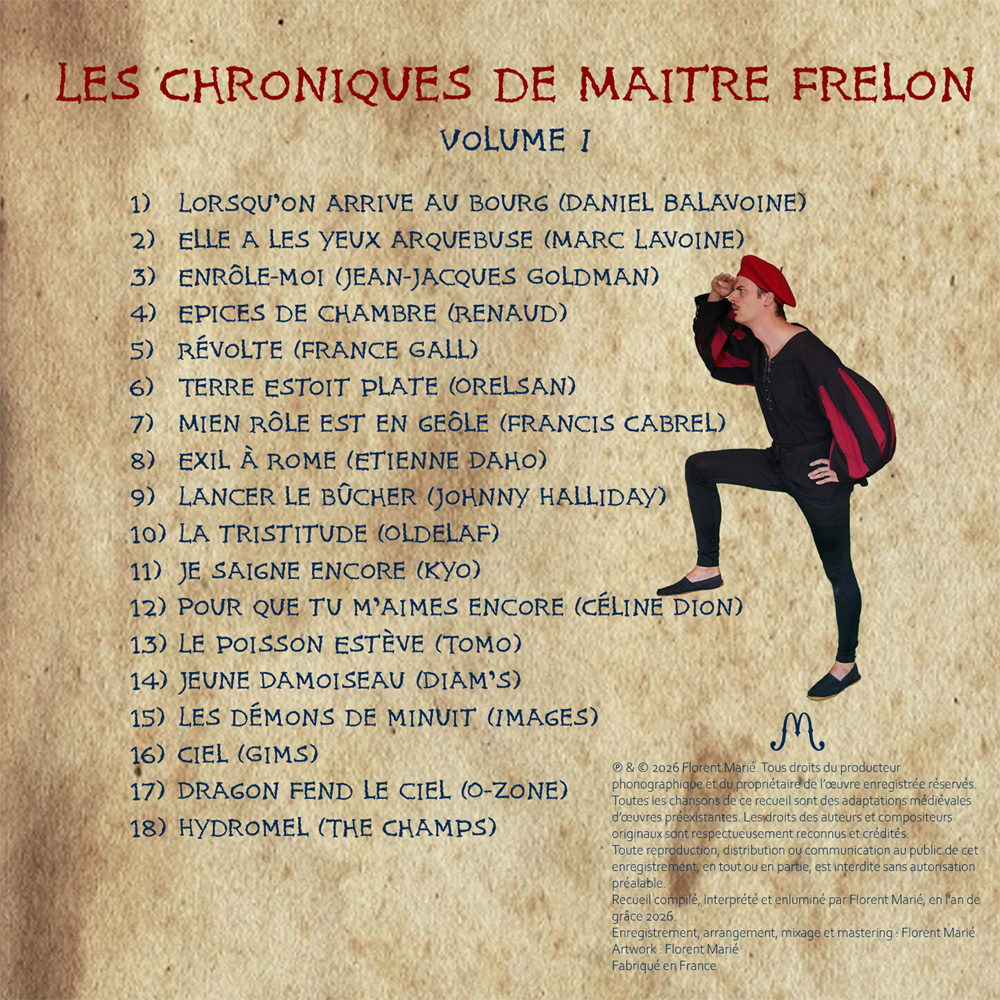 Pochette arrière des chroniques de Maitre Frelon, Volume I